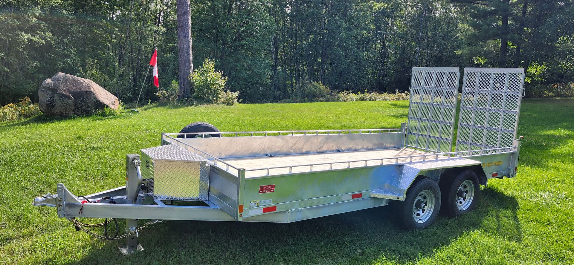 7x16 Utility Trailer for rent in Callander, Ontario - side view
